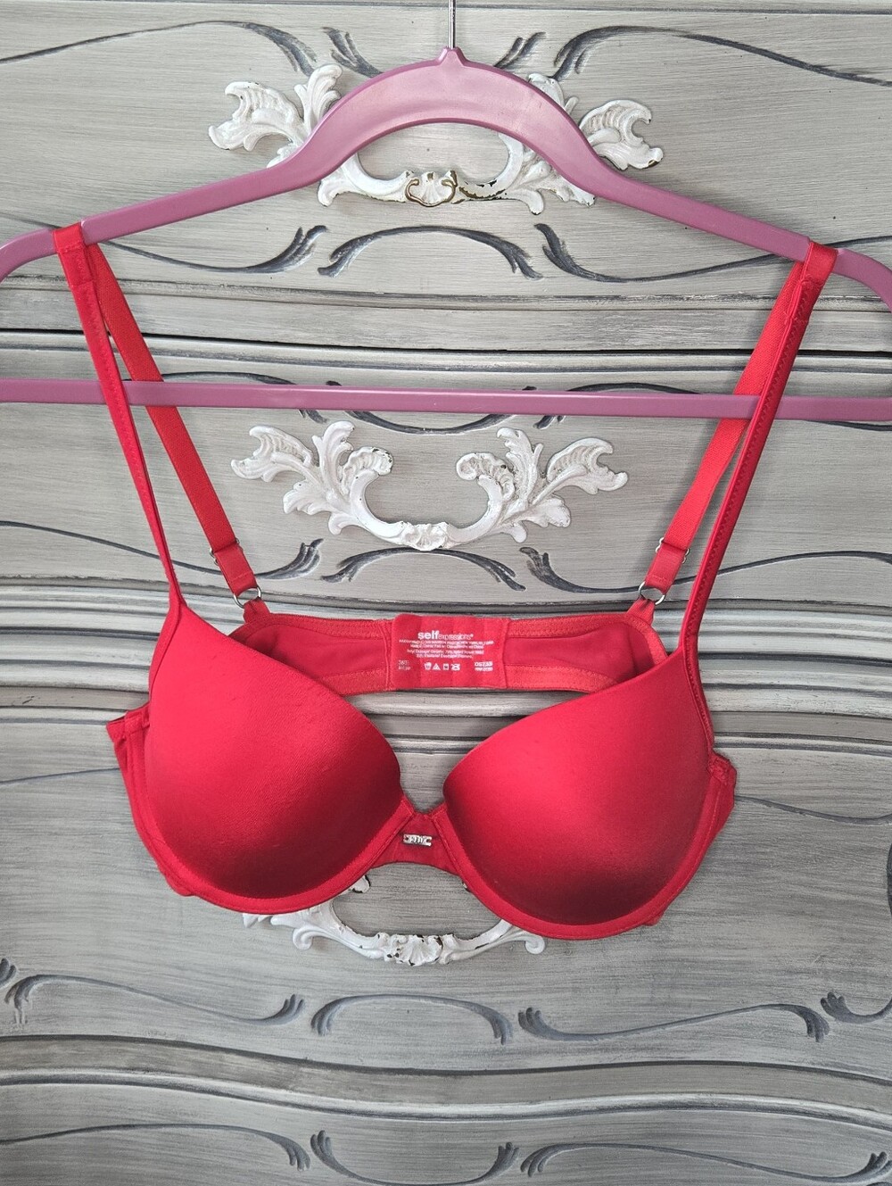 Self Expressions Red Padded Underwire Bra with Adjustable Straps
